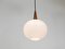 Teak & Opaline Pendant Suspension Lamp by Louis Kalff for Philips, Netherlands, 1950s 2