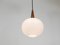 Teak & Opaline Pendant Suspension Lamp by Louis Kalff for Philips, Netherlands, 1950s, Image 2