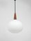 Teak & Opaline Pendant Suspension Lamp by Louis Kalff for Philips, Netherlands, 1950s, Image 8