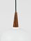 Teak & Opaline Pendant Suspension Lamp by Louis Kalff for Philips, Netherlands, 1950s 7
