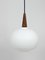 Teak & Opaline Pendant Suspension Lamp by Louis Kalff for Philips, Netherlands, 1950s 11