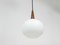 Teak & Opaline Pendant Suspension Lamp by Louis Kalff for Philips, Netherlands, 1950s, Image 6