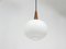 Teak & Opaline Pendant Suspension Lamp by Louis Kalff for Philips, Netherlands, 1950s, Image 3