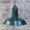 Lámpara colgante de fábrica francesa industrial vintage esmaltada en verde petróleo de Sammode, France, Imagen 4