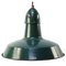 Lámpara colgante de fábrica francesa industrial vintage esmaltada en verde petróleo de Sammode, France, Imagen 1
