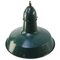 Lámpara colgante de fábrica francesa industrial vintage esmaltada en verde petróleo de Sammode, France, Imagen 2