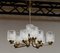 Brass and Glass Chandelier attributed to Carl Fagerlund for Orrefors Sweden 5