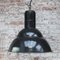 Grande Lampe à Suspension Industrielle Vintage en Émail Noir, France 4