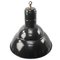 Lámpara colgante francesa industrial vintage grande esmaltada en negro, Imagen 2