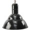 Grande Lampe à Suspension Industrielle Vintage en Émail Noir, France 1