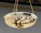 Early White with Black Accents Alabaster Up-Light Chandelier from Sweden, 1930s 2