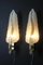 White and Gold Murano Glass Wall Lights in the Shape of Leaves, Set of 2 11