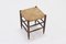 Vintage French Oak and Rush Stool, 1950s, Image 1