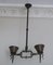 Lámpara de araña brutalista de hierro forjado y cobre, años 60, Imagen 1