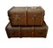 Antique Steamer Trunks in Elm and Canvas with Leather Handles, 1890s, Set of 2 11