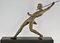 Limousin, atleta Art Déco con lanza o lanzador de jabalina, 1930, metal sobre base de mármol, Imagen 6
