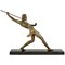 Limousin, Art Deco Athlete with Spear or Javelin Thrower, 1930, Metal on Marble Base 1