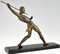 Limousin, Art Deco Athlet mit Speer oder Speerwerfer, 1930, Metall auf Marmorsockel 4