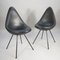 Schwarzer Drop Chair aus Leder & Stahl von Arne Jacobsen für Sas Hotel, Copenhagen, 1958 1