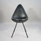 Black Leather & Steel Drop Chair by Arne Jacobsen for Sas Hotel, Copenhagen, 1958, Image 7