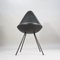 Black Leather & Steel Drop Chair by Arne Jacobsen for Sas Hotel, Copenhagen, 1958 6