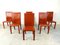 Red Leather Dining Chairs by Arper Italy, 1980s, Set of 6 4