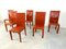 Rote Leder Esszimmerstühle von Arper Italy, 1980er, 6 . Set 3
