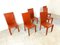 Rote Leder Esszimmerstühle von Arper Italy, 1980er, 6 . Set 8
