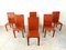 Red Leather Dining Chairs by Arper Italy, 1980s, Set of 6 1