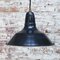 Vintage French Industrial Dark Blue Enamel Pendant Lamp 4