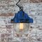 Vintage French Industrial Blue Cast Iron Pendant Lamp by Mapelec Amiens, 1977 6