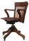Early 20th Century Hillcrest Oak Rail Back Leather Revolving Desk Chair, 1890s, Image 3