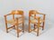 Dining Armchairs in Pine Wood and Papercord attributed to Rainer Daumiller, 1970s, Set of 4 4