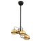 Ceiling Lamp in Black Lacquered Metal and Brass, 1960s 1