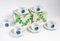 Tazas y platillos de porcelana de Maison Thomas, años 60. Juego de 4, Imagen 2