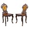 Nutwood Edelweis Marquetry Chairs, 1900s, Set of 2 1