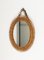 Mid-Century Oval Rattan and Bamboo Wall Mirror with Chain, Italy, 1960s, Image 5