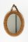 Mid-Century Oval Rattan and Bamboo Wall Mirror with Chain, Italy, 1960s, Image 8