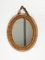 Mid-Century Oval Rattan and Bamboo Wall Mirror with Chain, Italy, 1960s 4