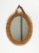Mid-Century Oval Rattan and Bamboo Wall Mirror with Chain, Italy, 1960s, Image 4