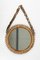 Mid-Century Round Rattan and Bamboo Wall Mirror with Chain, Italy, 1960s 2