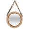 Mid-Century Round Rattan and Bamboo Wall Mirror with Chain, Italy, 1960s, Image 1