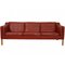 Three-Seater 2213 Sofa in Patinated Red Leather by Børge Mogensen, 1980s 1