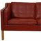 Drei-Sitzer 2213 Sofa aus Patiniertem Rotem Leder von Børge Mogensen, 1980er 23