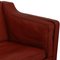 Drei-Sitzer 2213 Sofa aus Patiniertem Rotem Leder von Børge Mogensen, 1980er 13