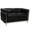 Zwei-Sitzer LC2 Sofa aus schwarzem Leder von Le Corbusier, 2000er 3