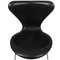 Chaises en Cuir Noir par Arne Jacobsen, 1990s, Set de 4 7
