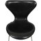 Sillas de cuero negro de Arne Jacobsen, años 90. Juego de 4, Imagen 6