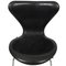 Sedie in pelle nera di Arne Jacobsen, anni '90, set di 4, Immagine 8