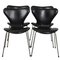 Chaises en Cuir Noir par Arne Jacobsen, 1990s, Set de 4 1